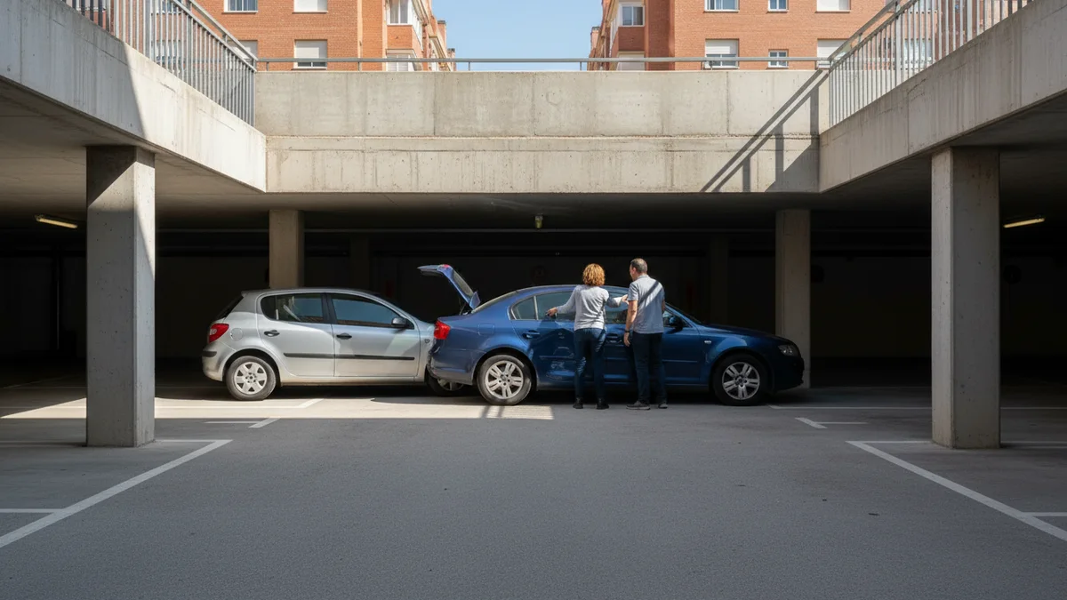 Accidente de tráfico en el interior de un parking de centro comercial en España