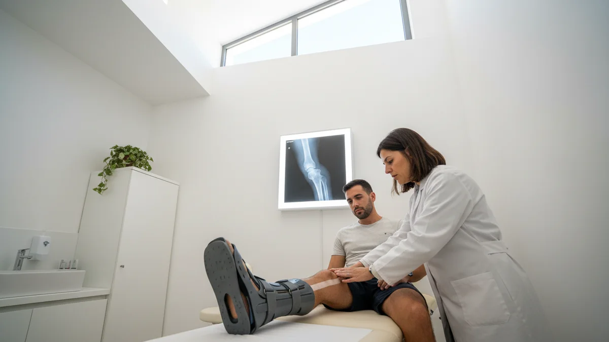 Estudio radiológico y rehabilitación de fractura de peroné y maléolo tras accidente de tráfico