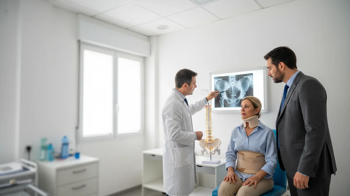 Diagnóstico por resonancia magnética de hernia discal lumbar L4-L5 tras colisión de tráfico