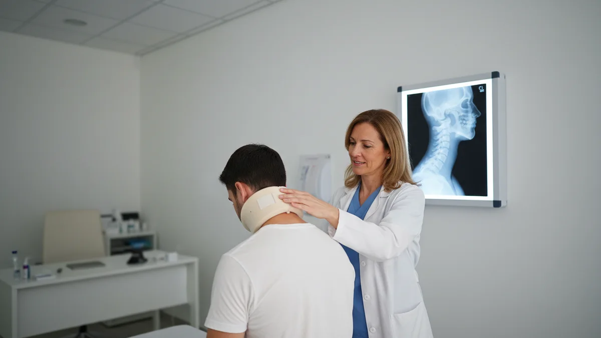 Exploración médica de esguince y latigazo cervical tras accidente de tráfico con resonancia magnética