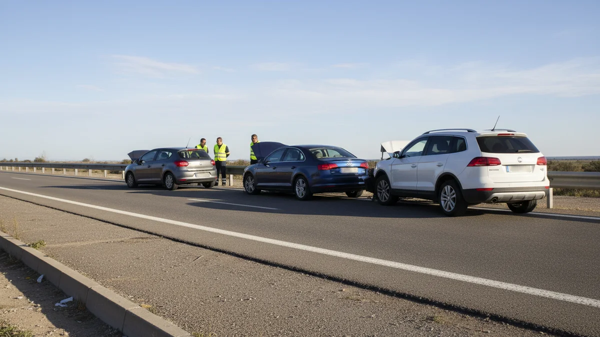 Accidente múltiple en cadena de varios vehículos en autovía española