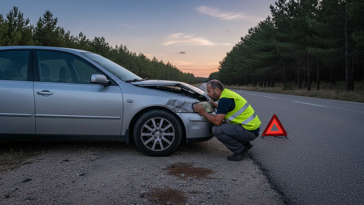 Accidente de tráfico en carretera española por irrupción de jabalí o animal cinegético