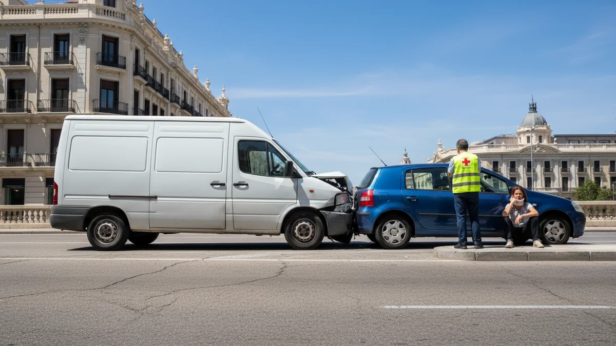 Accidente vial con furgoneta comercial en avenida española