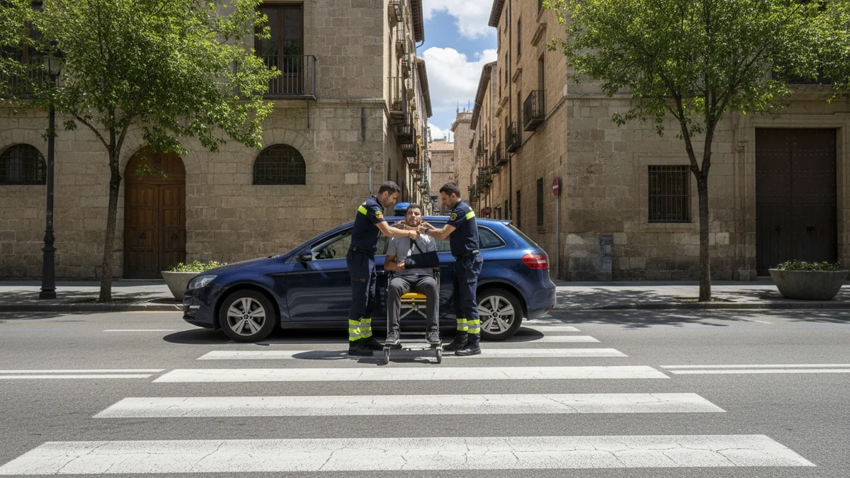 Asistencia sanitaria a peatón lesionado en cruce urbano español